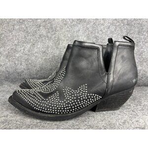 Jeffrey Campbell Boots Womens Size 9 Black Leather Studded Western Ankle Booties
